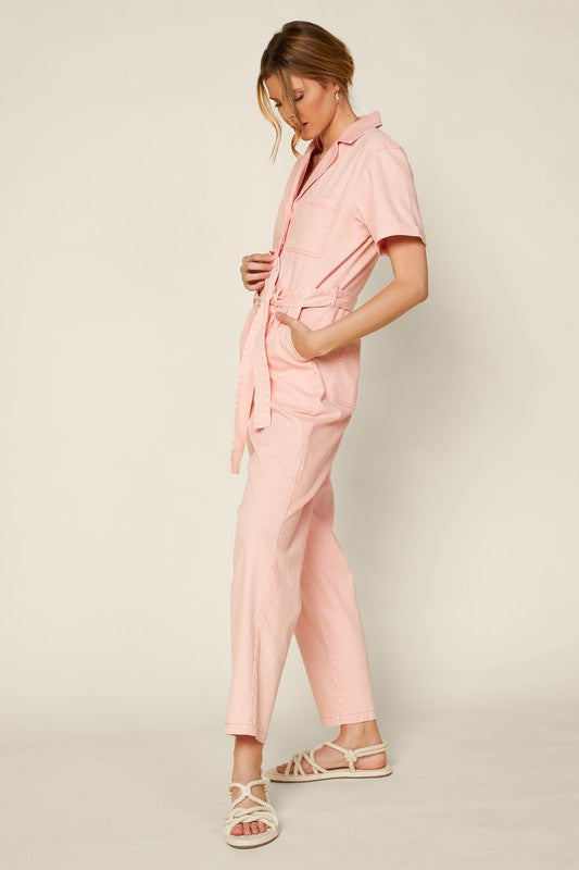 Cassandra Short Sleeve Cotton Utility Jumpsuit Cassandra Short Sleeve Cotton Utility Jumpsuit