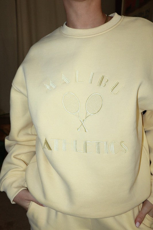 Malibu Athletics Embroidered Pullover Crewneck Sweatshirt Malibu Athletics Embroidered Pullover Crewneck Sweatshirt