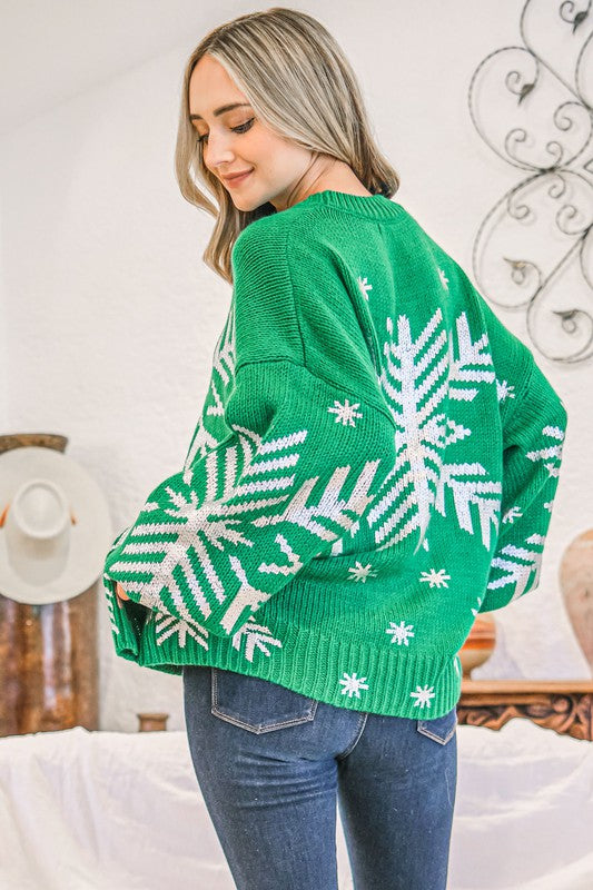Snowflake Pattern Holiday Knit Sweater Snowflake Pattern Holiday Knit Sweater