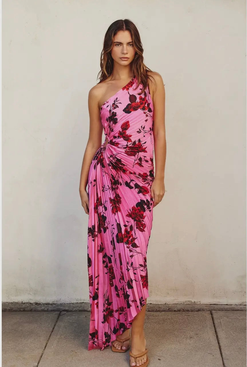 Potential Heartache Pleated One Shoulder Maxi Dress Potential Heartache Pleated One Shoulder Maxi Dress