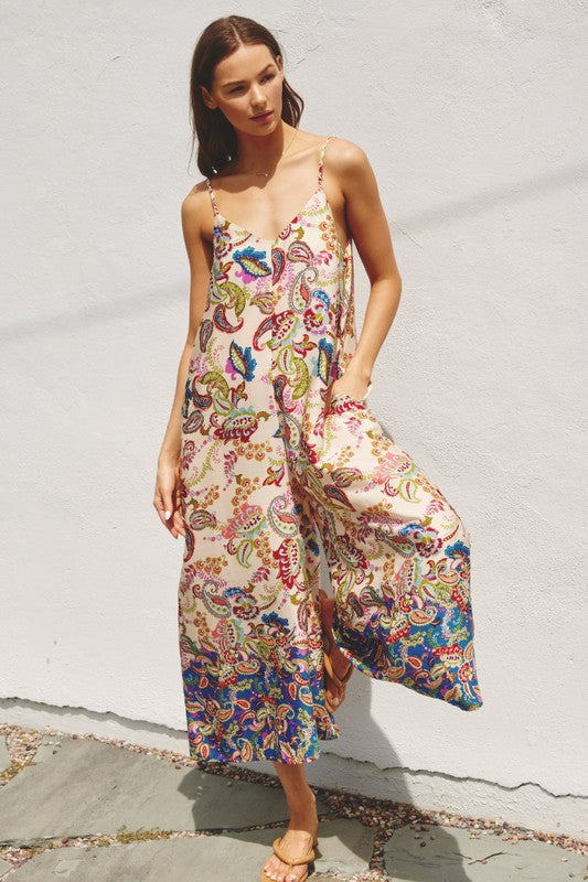 Paisley Print Wide Leg Jumpsuit Paisley Print Wide Leg Jumpsuit