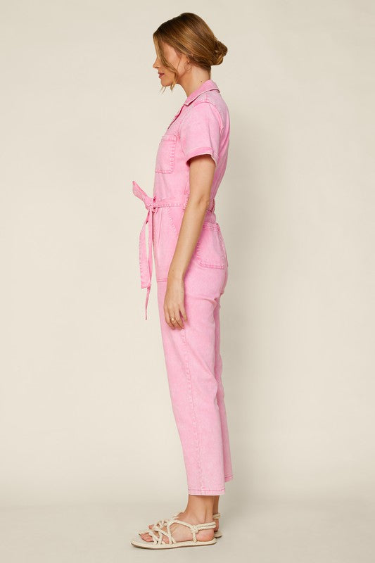Cassandra Short Sleeve Cotton Utility Jumpsuit Cassandra Short Sleeve Cotton Utility Jumpsuit