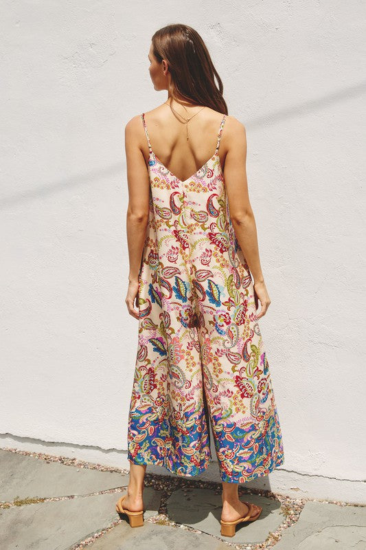 Paisley Print Wide Leg Jumpsuit Paisley Print Wide Leg Jumpsuit