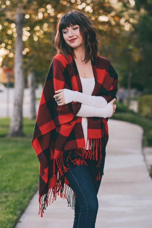 Jenny Buffalo Check Plaid Poncho Jenny Buffalo Check Plaid Poncho