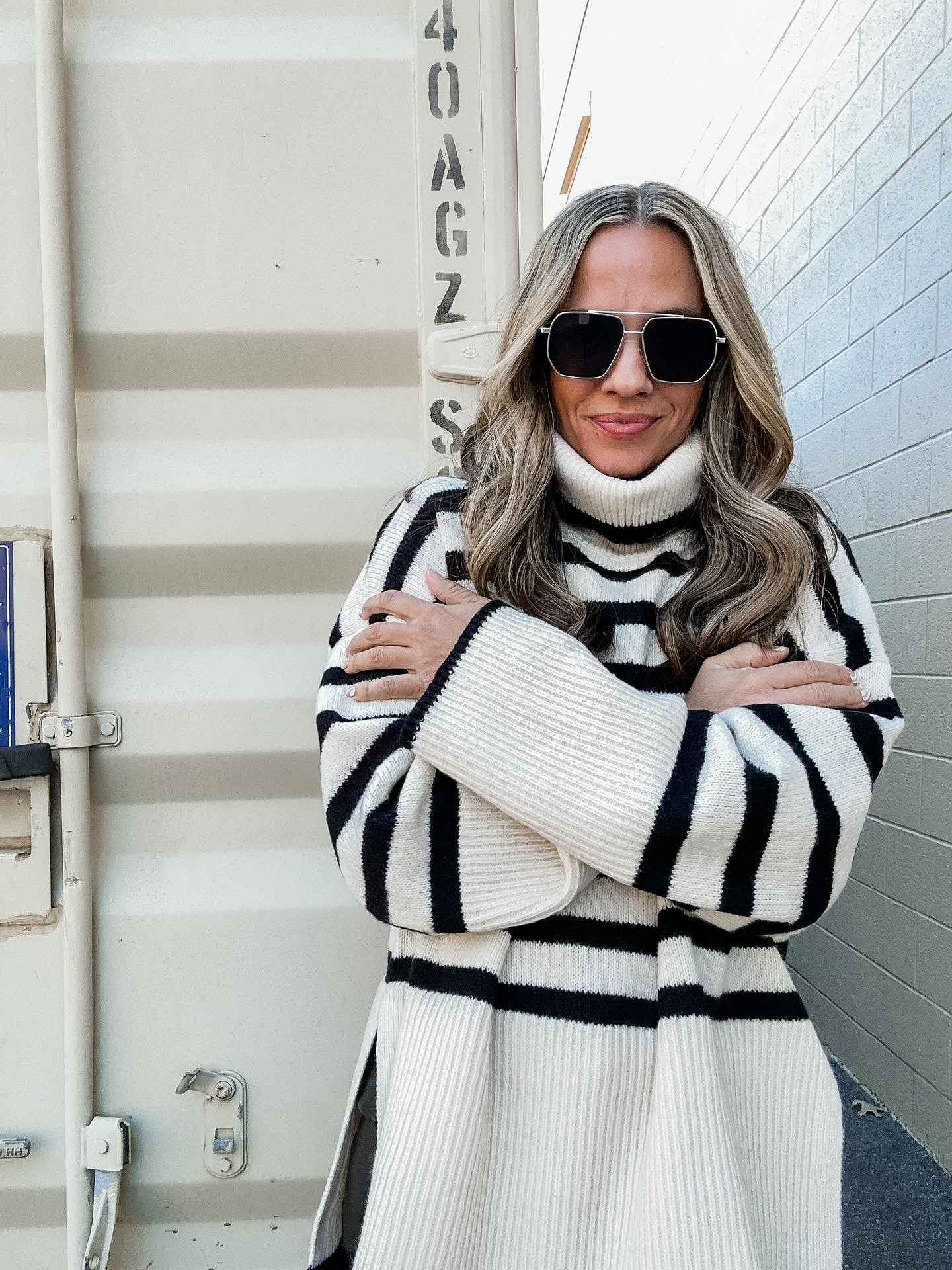Stevie Striped Turtleneck Pullover Knit Sweater Stevie Striped Turtleneck Pullover Knit Sweater