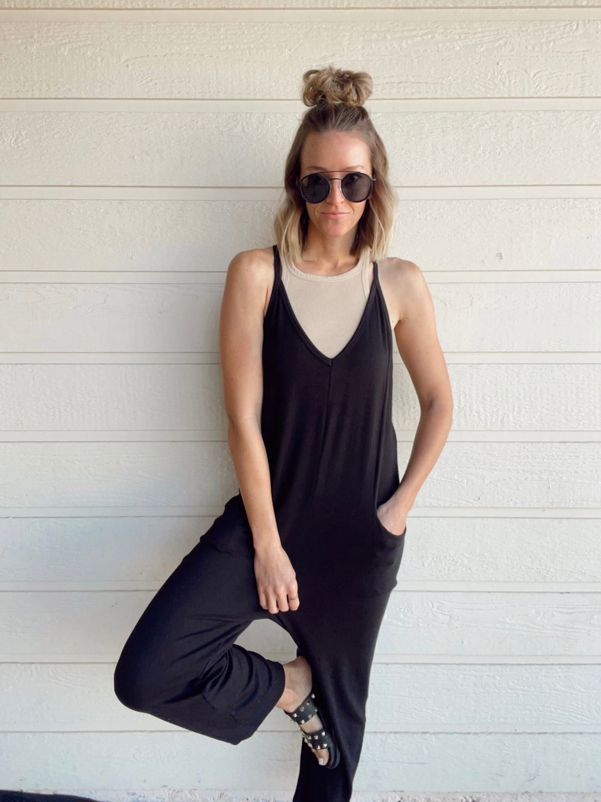 The Kourtney Relaxed Fit V-neck Jumpsuit The Kourtney Relaxed Fit V-neck Jumpsuit