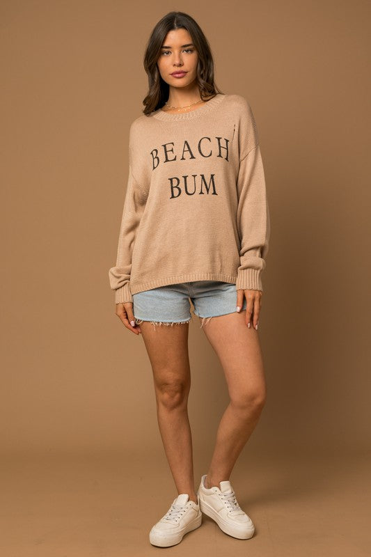 BEACH BUM Round Neck Long Sleeve Knit Sweater BEACH BUM Round Neck Long Sleeve Knit Sweater
