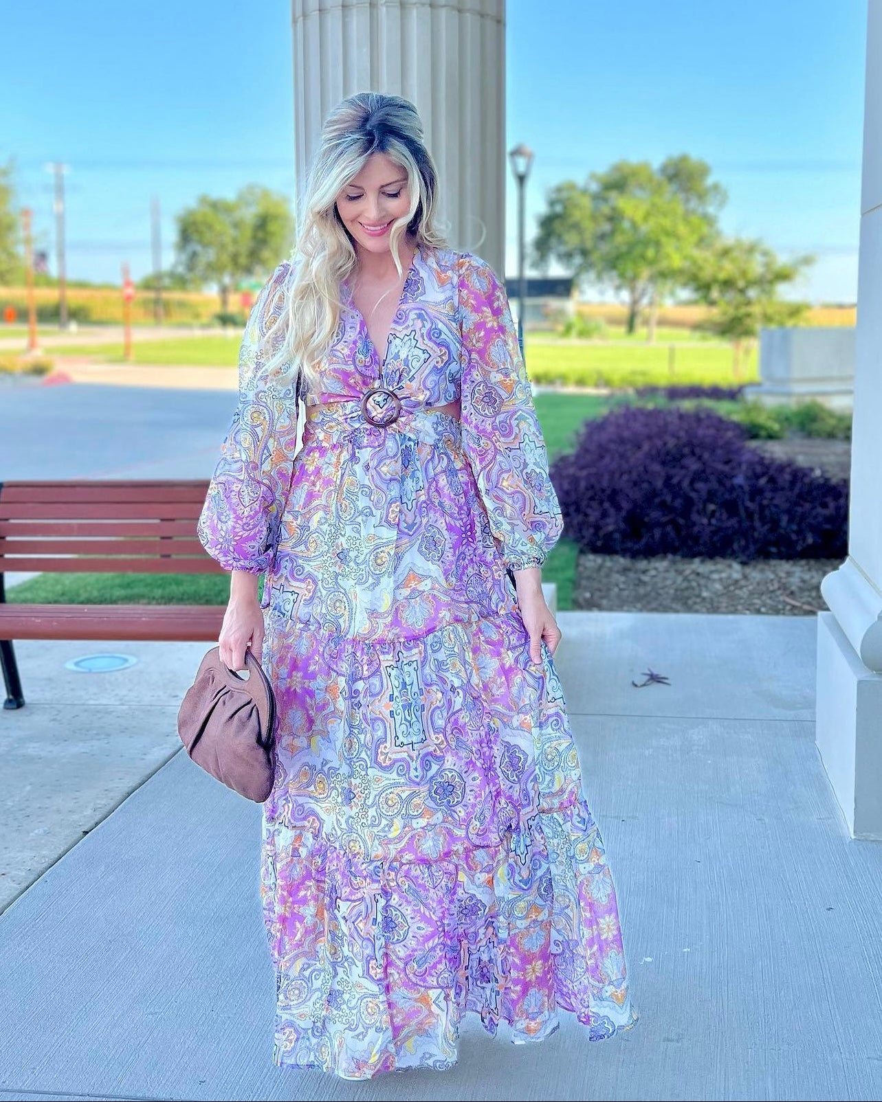 Presley Paisley Print Long Sleeve V-Neck Maxi Dress Presley Paisley Print Long Sleeve V-Neck Maxi Dress