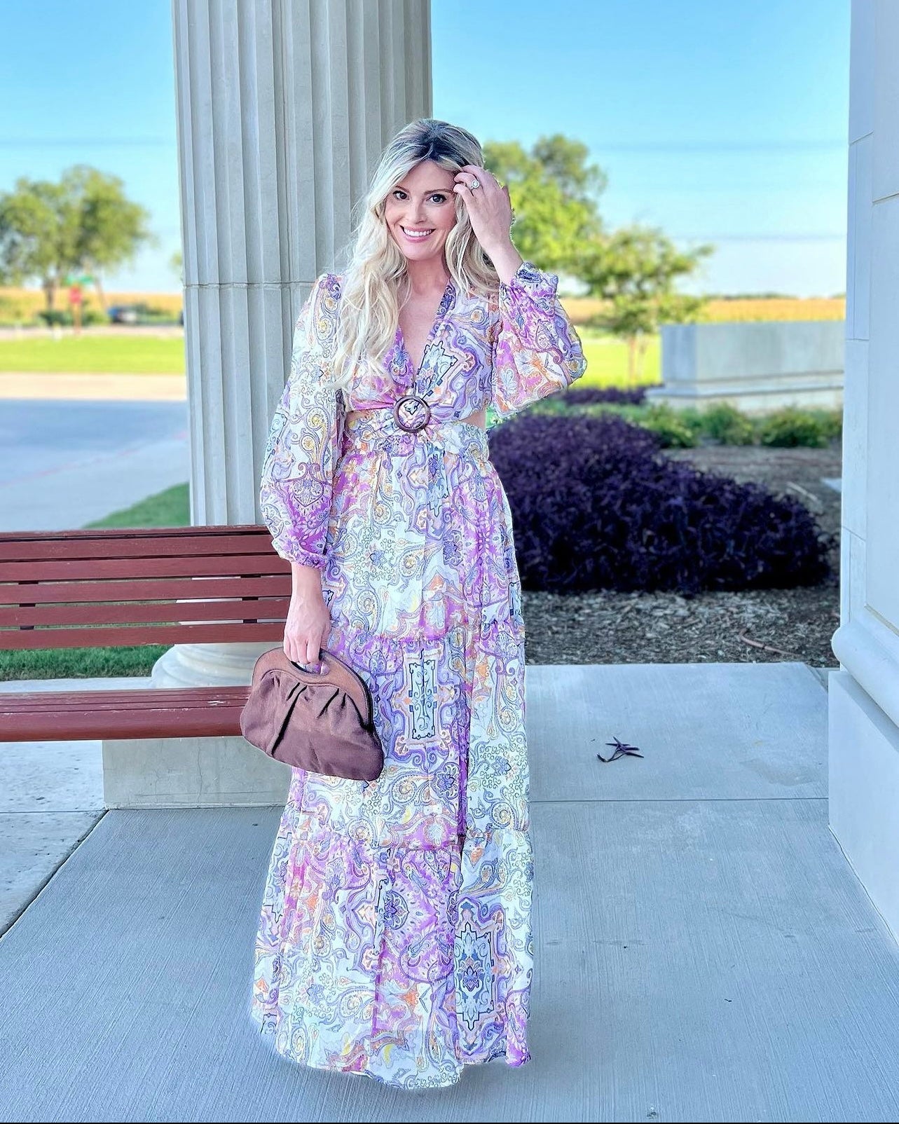 Presley Paisley Print Long Sleeve V-Neck Maxi Dress Presley Paisley Print Long Sleeve V-Neck Maxi Dress