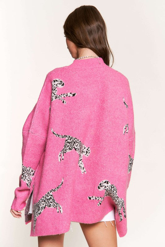 Emerson Pink Cheetah Print Knit Sweater Emerson Pink Cheetah Print Knit Sweater