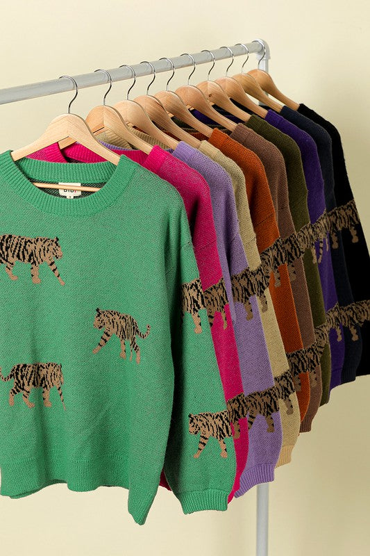 Tabitha Tiger Pattern Knit Sweater Tabitha Tiger Pattern Knit Sweater