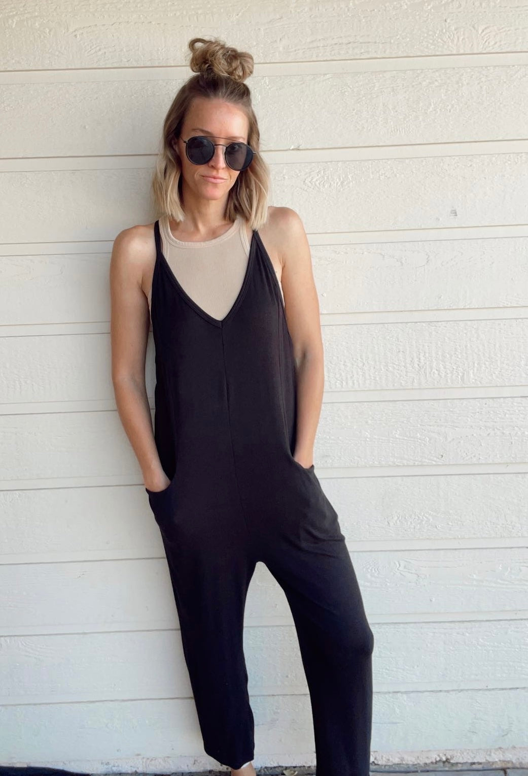 The Kourtney Relaxed Fit V-neck Jumpsuit The Kourtney Relaxed Fit V-neck Jumpsuit