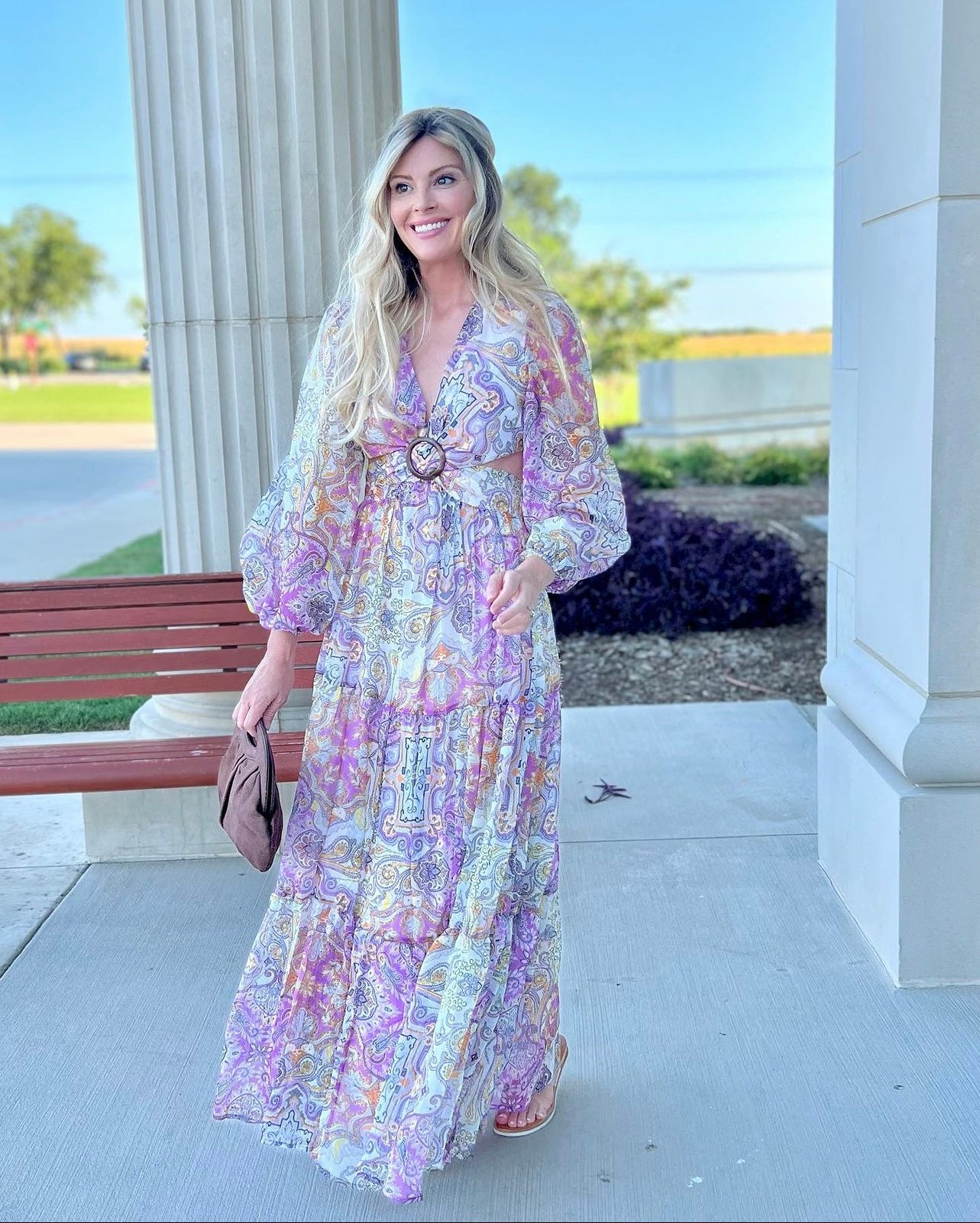 Presley Paisley Print Long Sleeve V-Neck Maxi Dress Presley Paisley Print Long Sleeve V-Neck Maxi Dress
