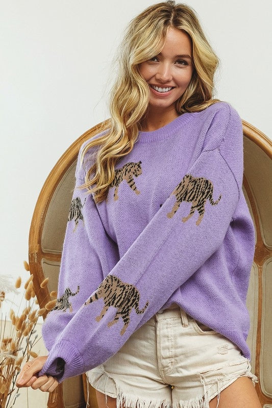 Tabitha Tiger Pattern Knit Sweater Tabitha Tiger Pattern Knit Sweater