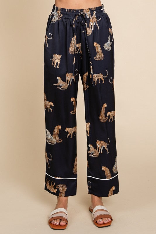Lucia Satin Cheetah Print Pajama Set Lucia Satin Cheetah Print Pajama Set