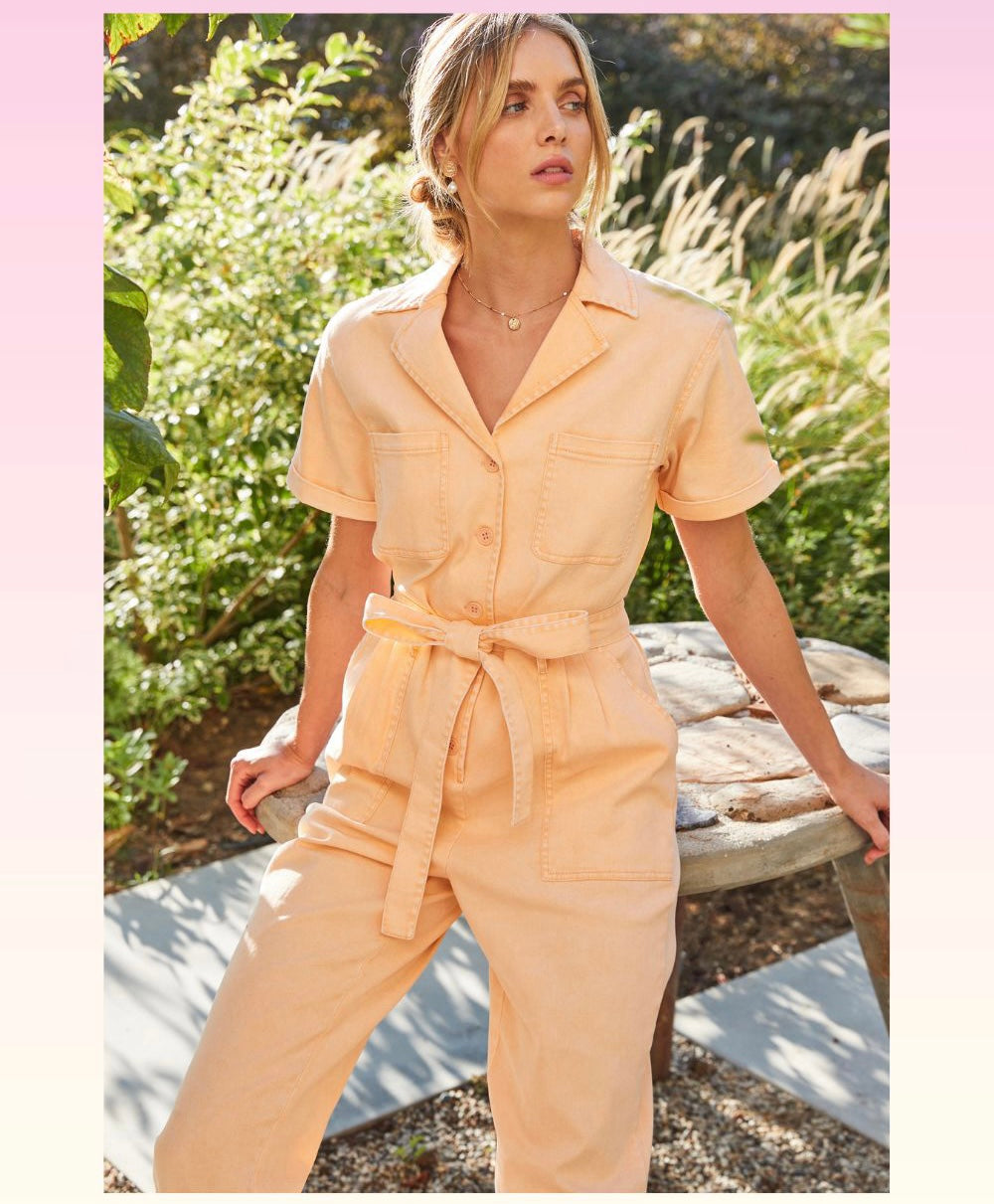 Cassandra Short Sleeve Cotton Utility Jumpsuit Cassandra Short Sleeve Cotton Utility Jumpsuit