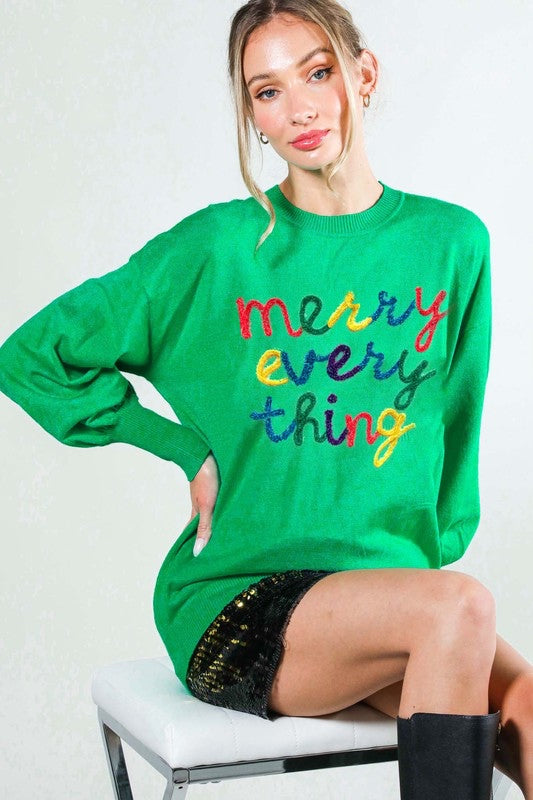 Merry Everything Crewneck Knit Sweater Merry Everything Crewneck Knit Sweater